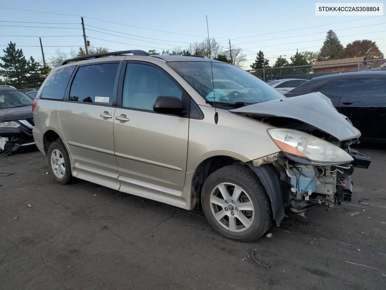 2010 Toyota Sienna Ce VIN: 5TDKK4CC2AS308804 Lot: 76837634