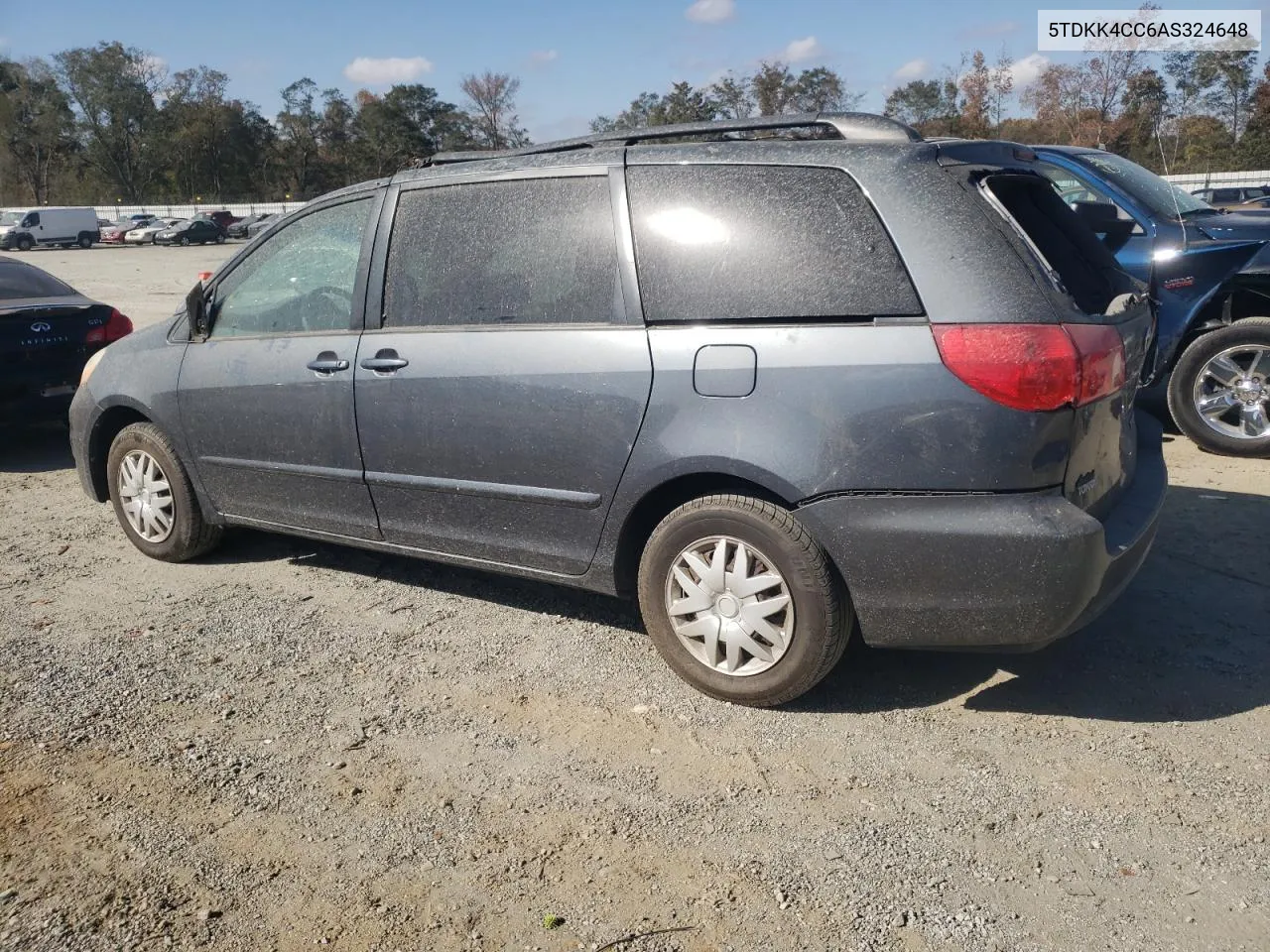 2010 Toyota Sienna Ce VIN: 5TDKK4CC6AS324648 Lot: 77369864