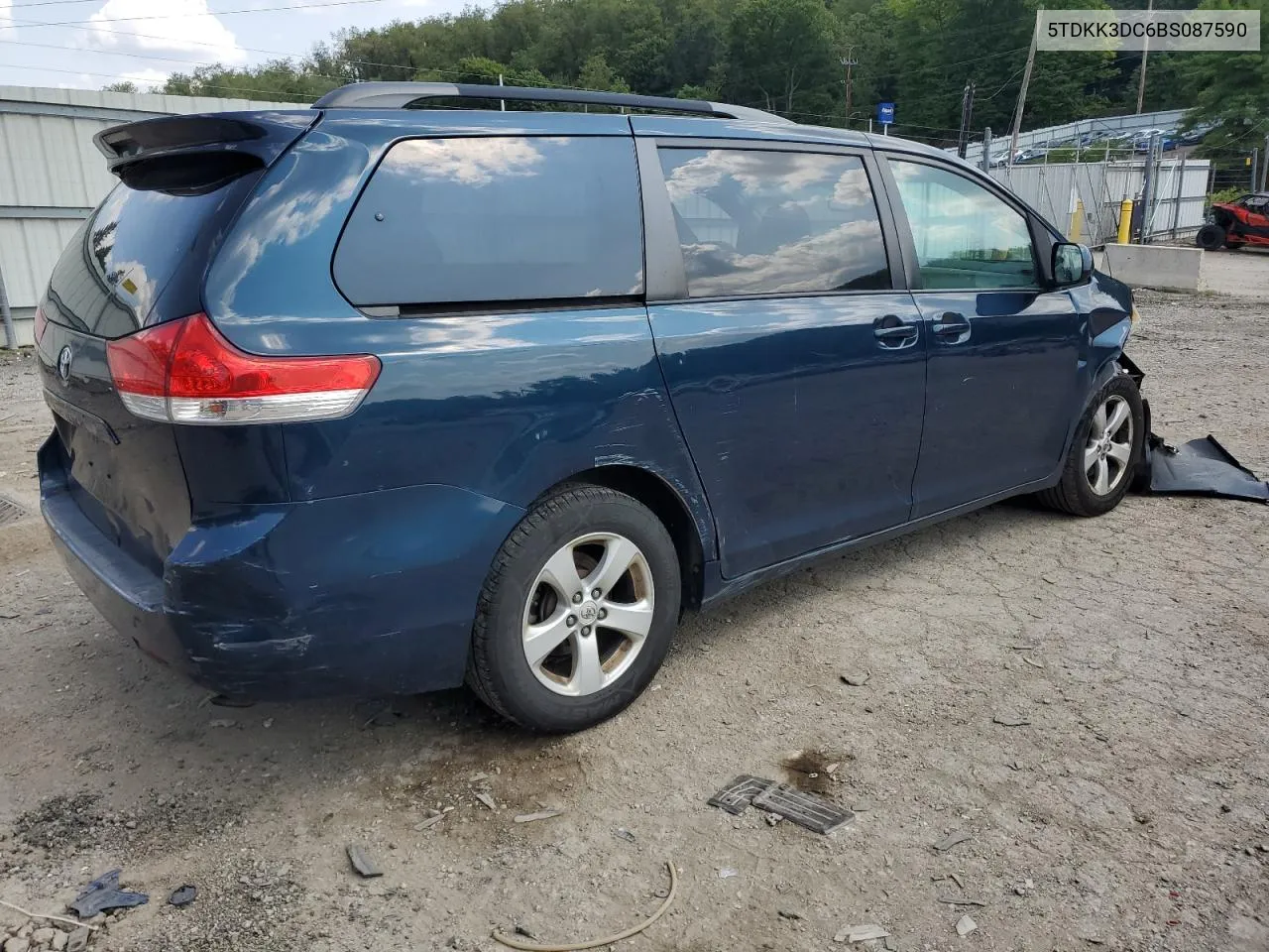 2011 Toyota Sienna Le VIN: 5TDKK3DC6BS087590 Lot: 67496704