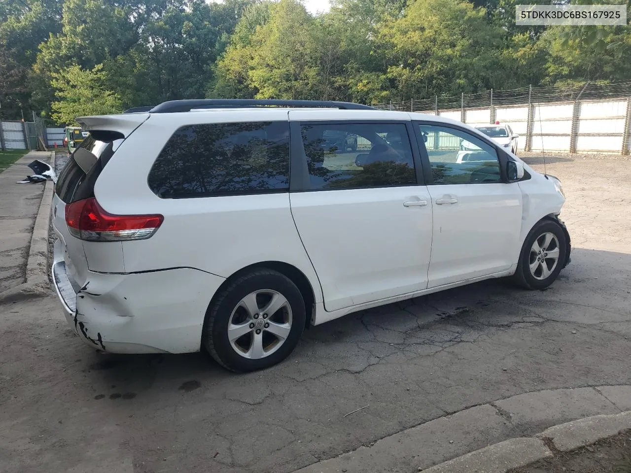 2011 Toyota Sienna Le VIN: 5TDKK3DC6BS167925 Lot: 69592114