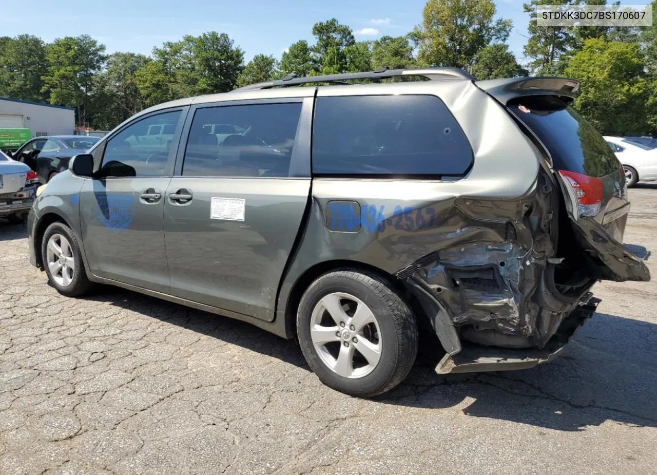 2011 Toyota Sienna Le VIN: 5TDKK3DC7BS170607 Lot: 69868974