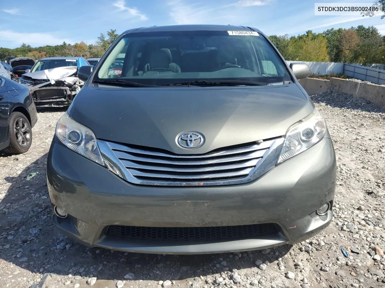 2011 Toyota Sienna Xle VIN: 5TDDK3DC3BS002486 Lot: 71580434