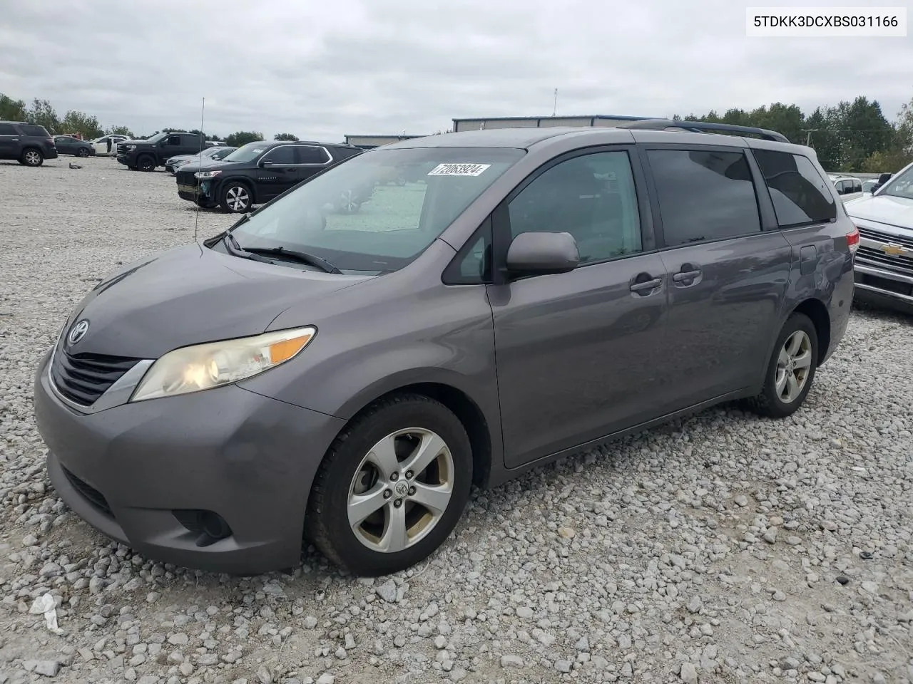 2011 Toyota Sienna Le VIN: 5TDKK3DCXBS031166 Lot: 72063924