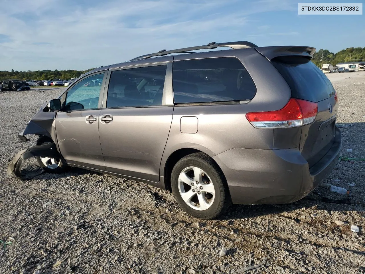 2011 Toyota Sienna Le VIN: 5TDKK3DC2BS172832 Lot: 72421524