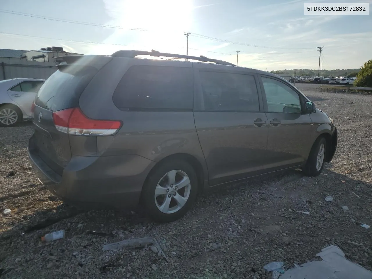 2011 Toyota Sienna Le VIN: 5TDKK3DC2BS172832 Lot: 72421524