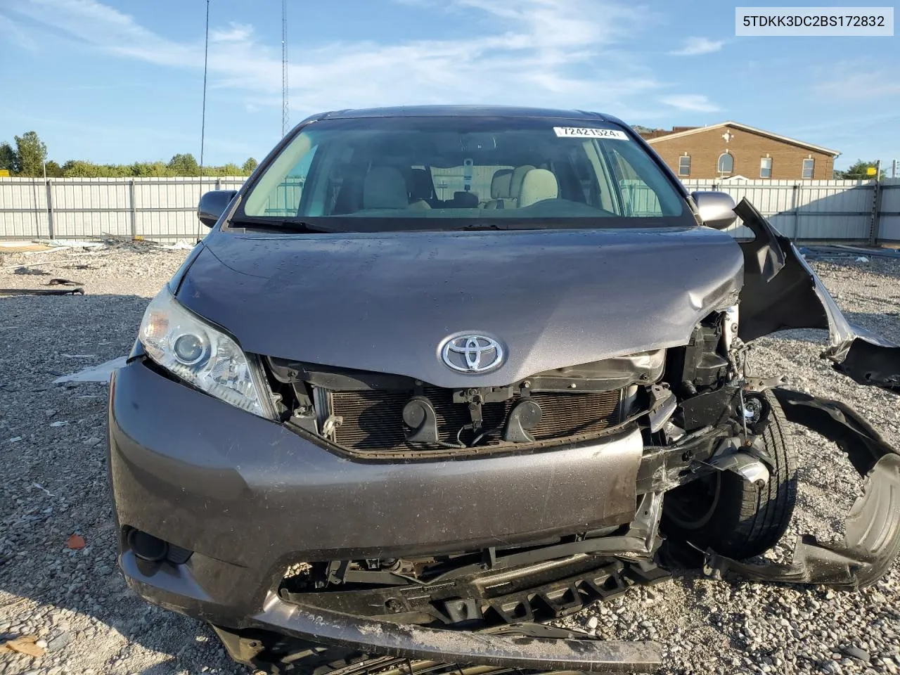 2011 Toyota Sienna Le VIN: 5TDKK3DC2BS172832 Lot: 72421524