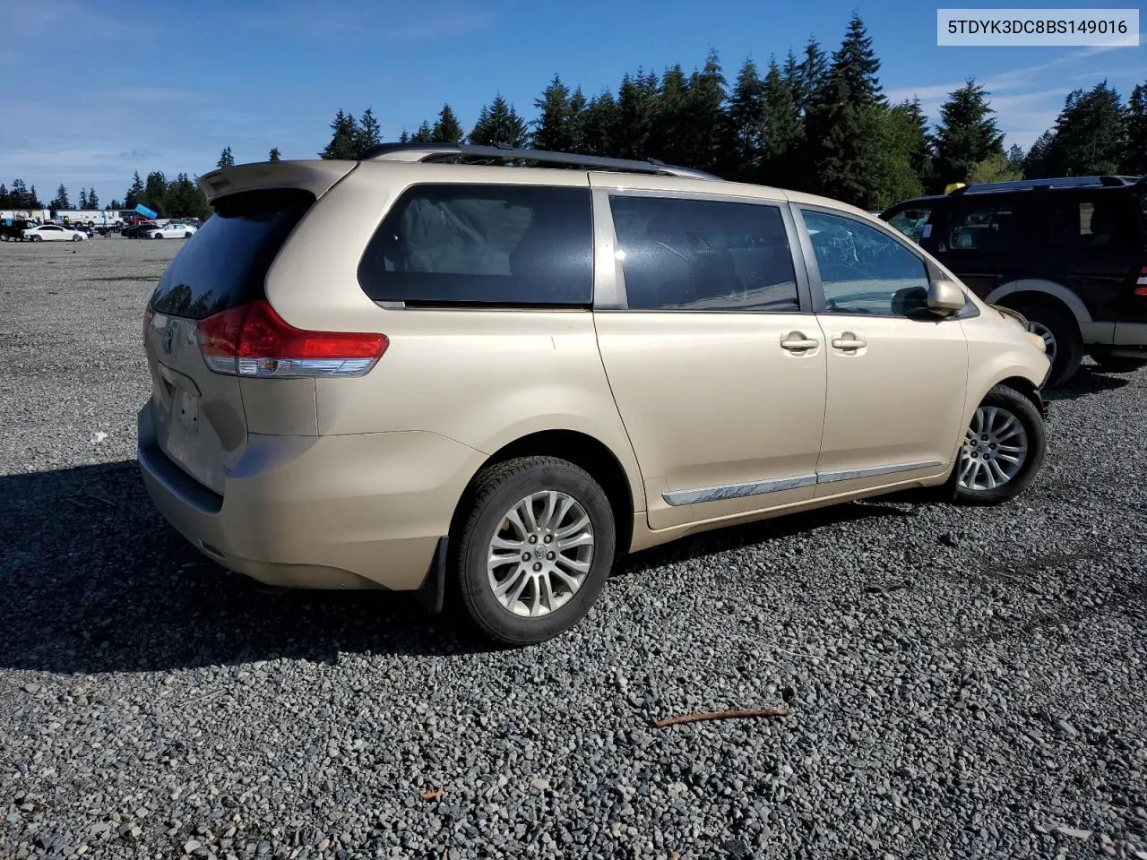 2011 Toyota Sienna Xle VIN: 5TDYK3DC8BS149016 Lot: 73228064