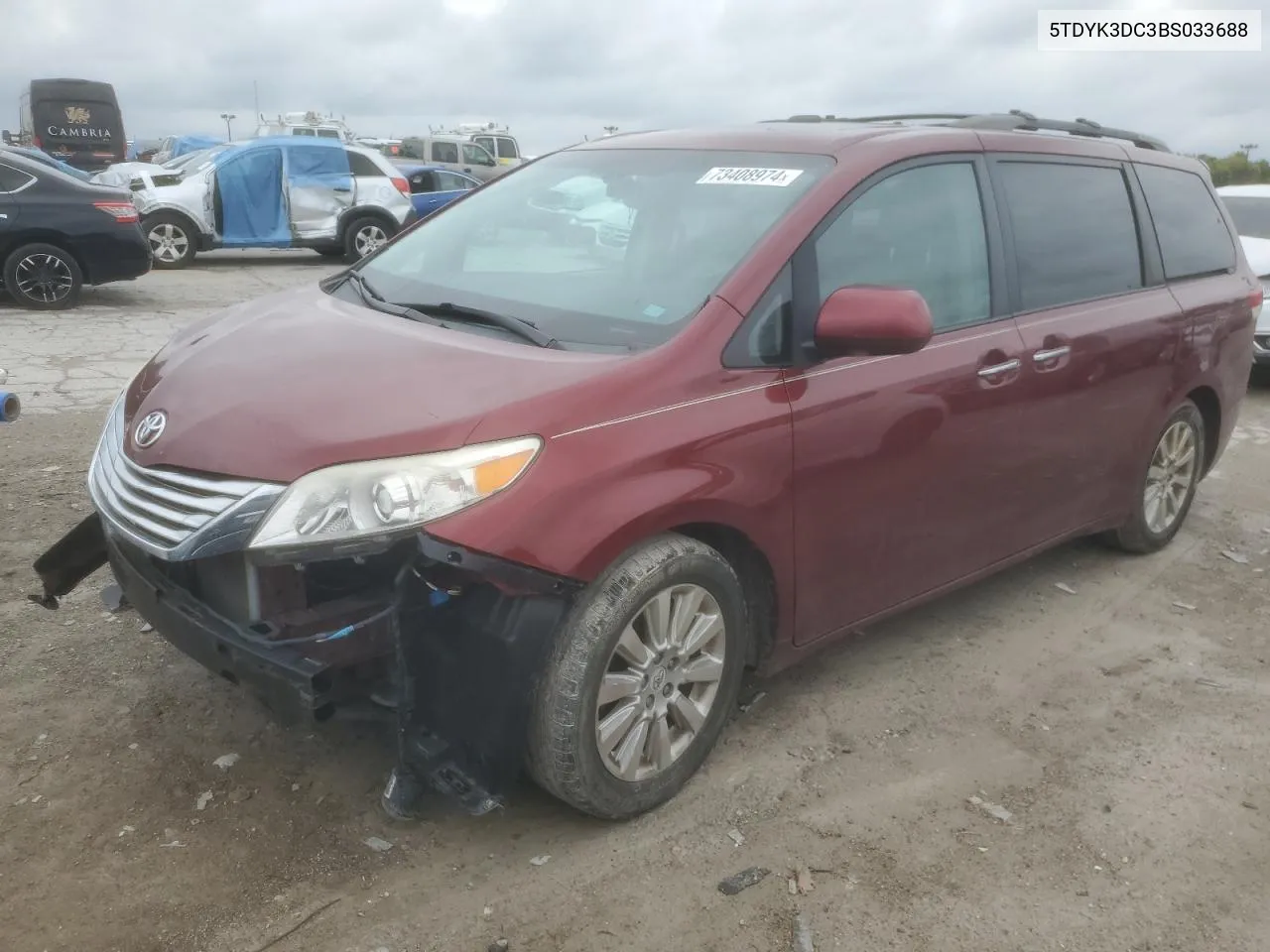 2011 Toyota Sienna Xle VIN: 5TDYK3DC3BS033688 Lot: 73408974