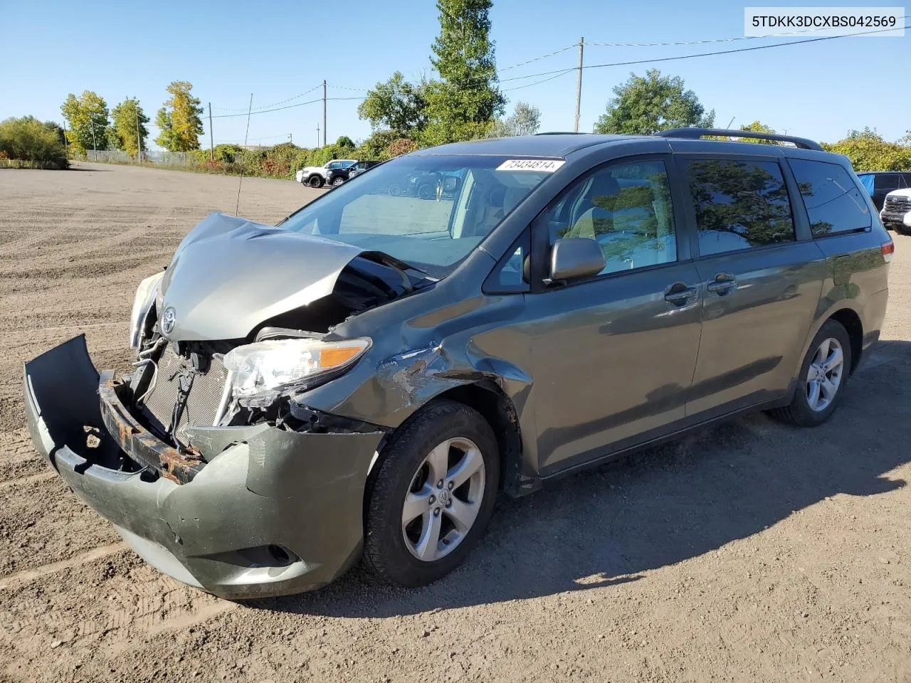 2011 Toyota Sienna Le VIN: 5TDKK3DCXBS042569 Lot: 73434814