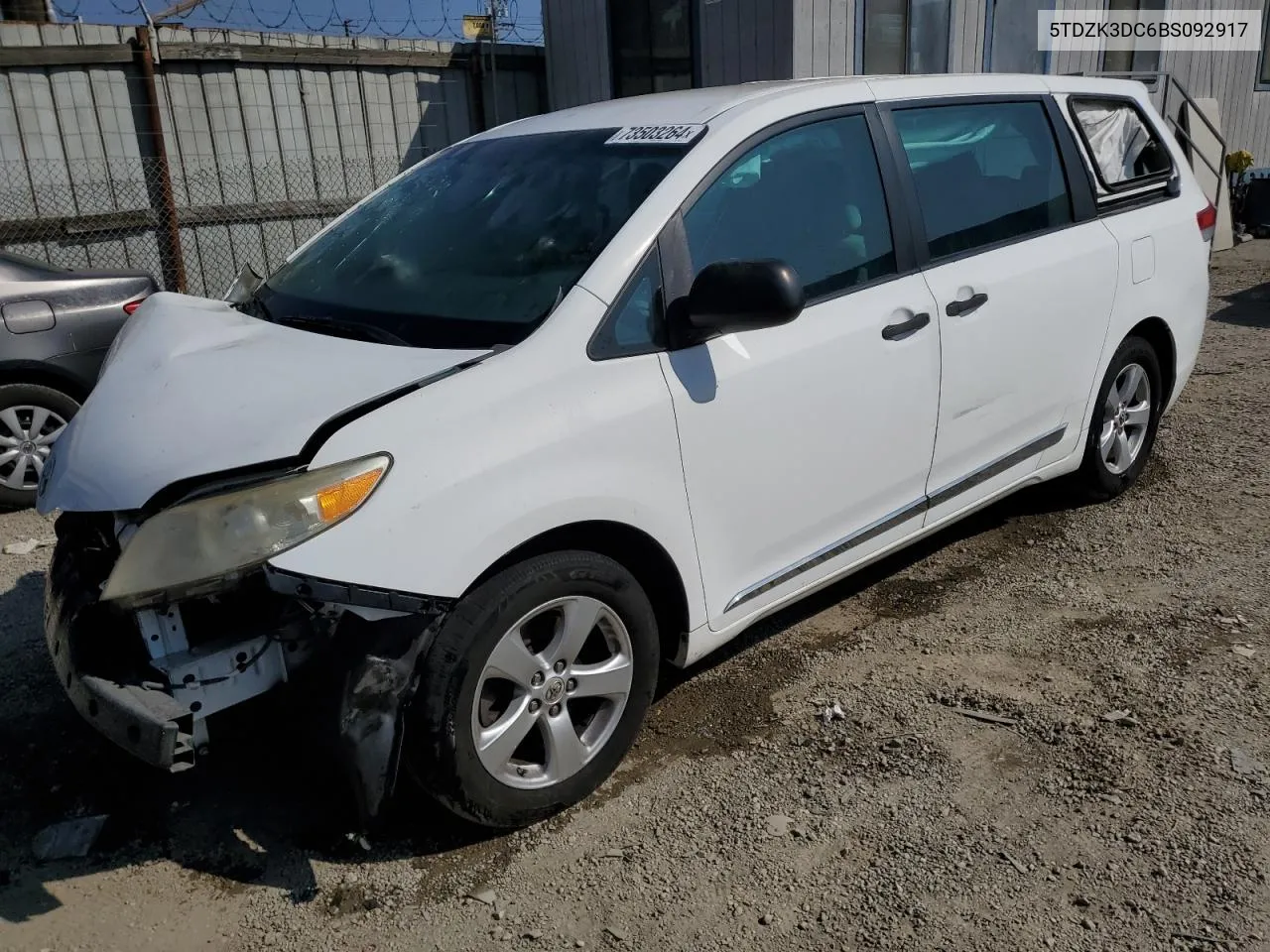 2011 Toyota Sienna VIN: 5TDZK3DC6BS092917 Lot: 73503264