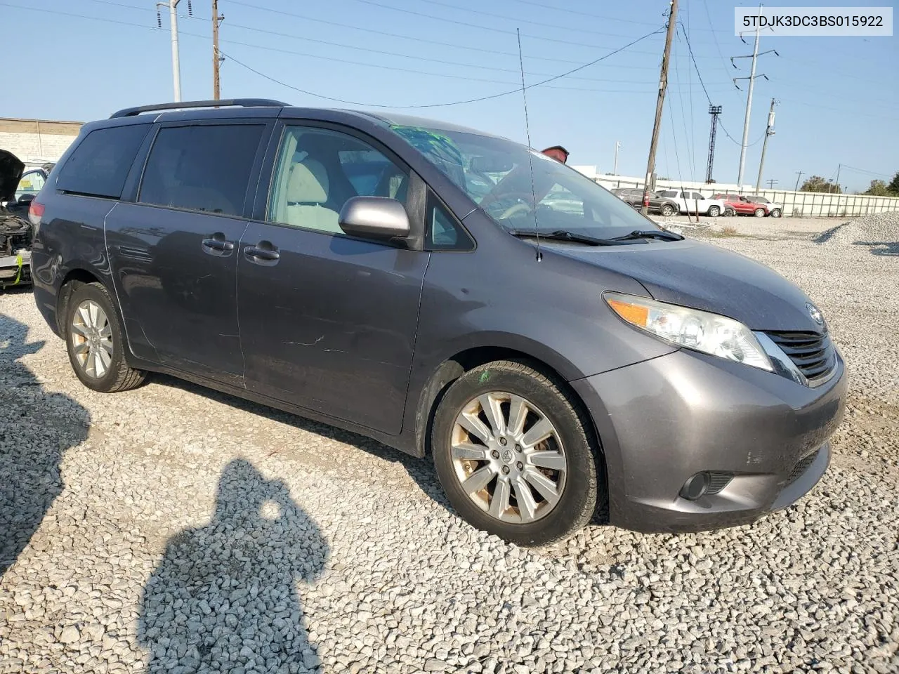 2011 Toyota Sienna Le VIN: 5TDJK3DC3BS015922 Lot: 75161554