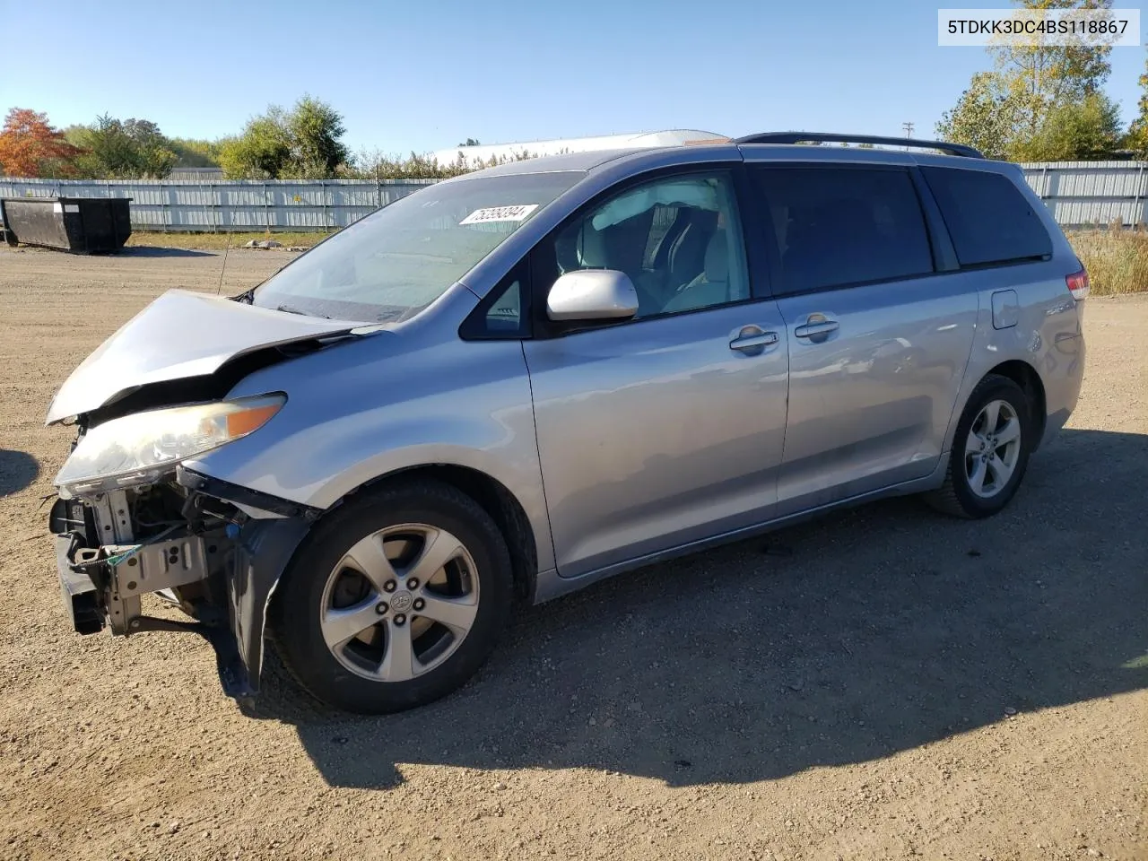 2011 Toyota Sienna Le VIN: 5TDKK3DC4BS118867 Lot: 75399394