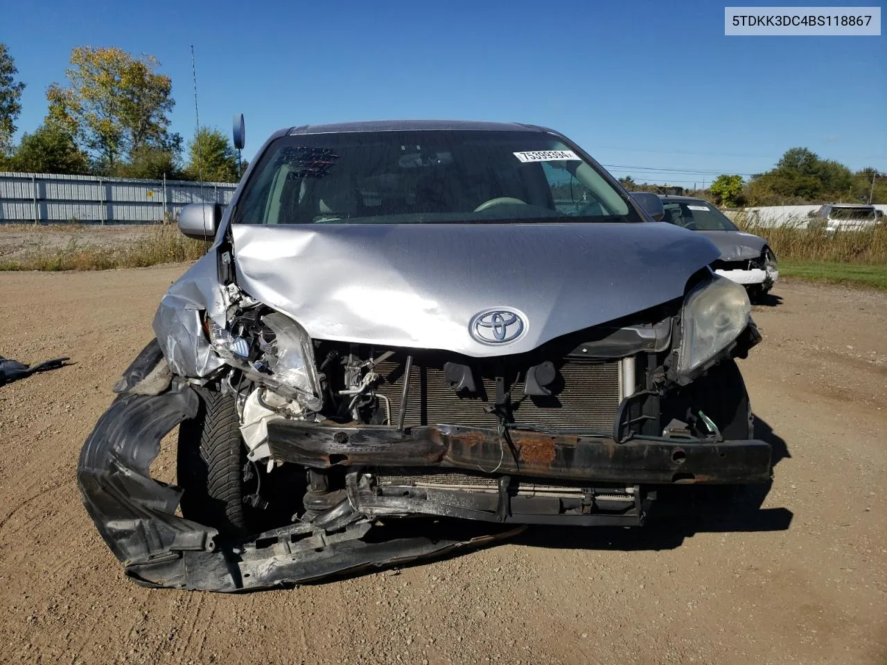 2011 Toyota Sienna Le VIN: 5TDKK3DC4BS118867 Lot: 75399394