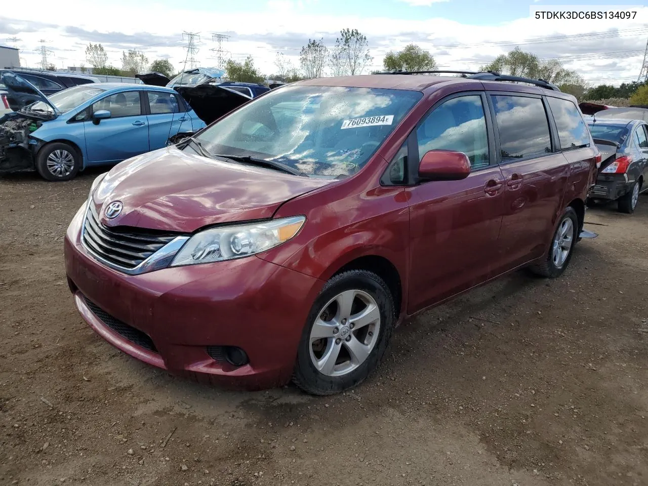 2011 Toyota Sienna Le VIN: 5TDKK3DC6BS134097 Lot: 76093894