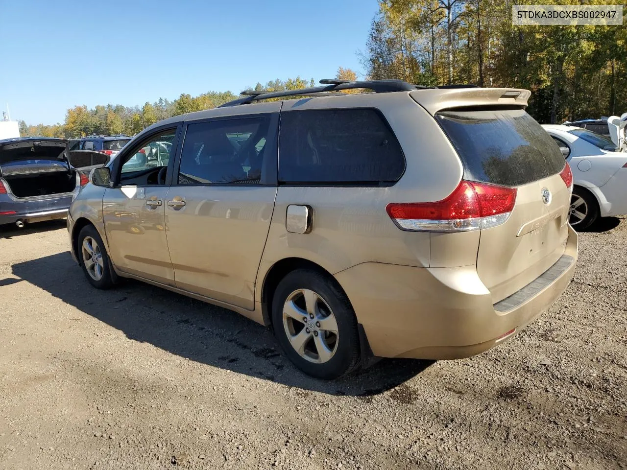 2011 Toyota Sienna Base VIN: 5TDKA3DCXBS002947 Lot: 76759954