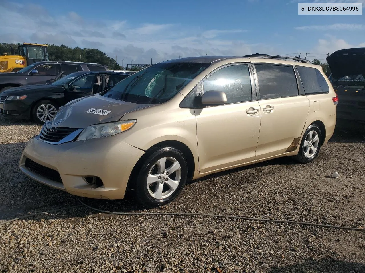 2011 Toyota Sienna Le VIN: 5TDKK3DC7BS064996 Lot: 76907864