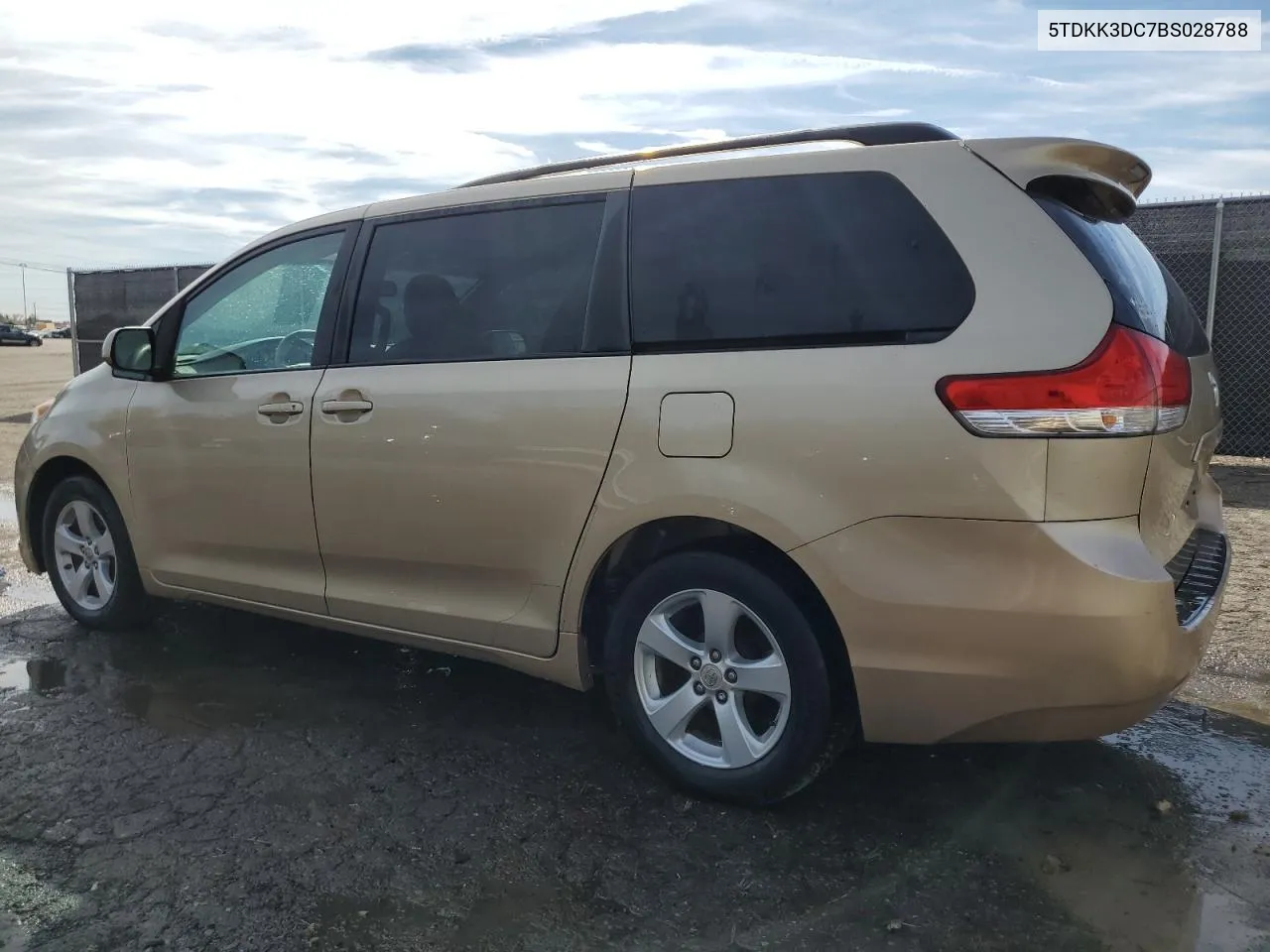 2011 Toyota Sienna Le VIN: 5TDKK3DC7BS028788 Lot: 77138304