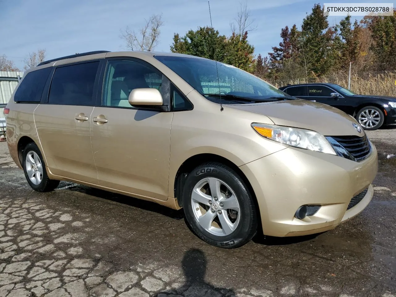 2011 Toyota Sienna Le VIN: 5TDKK3DC7BS028788 Lot: 77138304