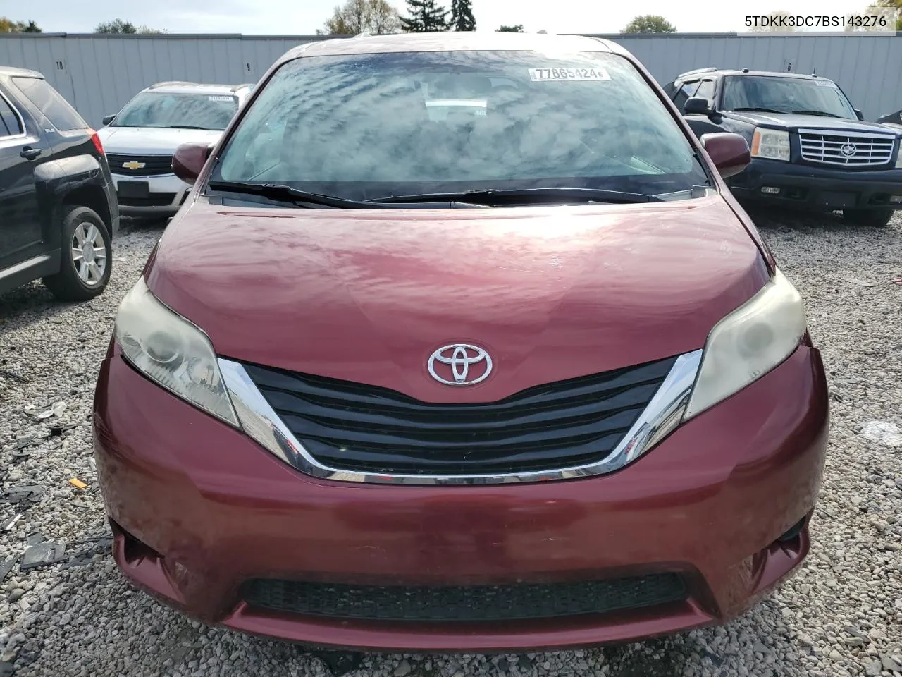 2011 Toyota Sienna Le VIN: 5TDKK3DC7BS143276 Lot: 77865424