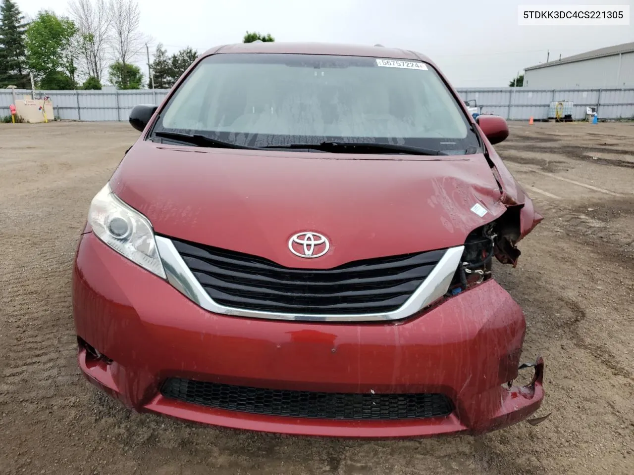 2012 Toyota Sienna Le VIN: 5TDKK3DC4CS221305 Lot: 56757224