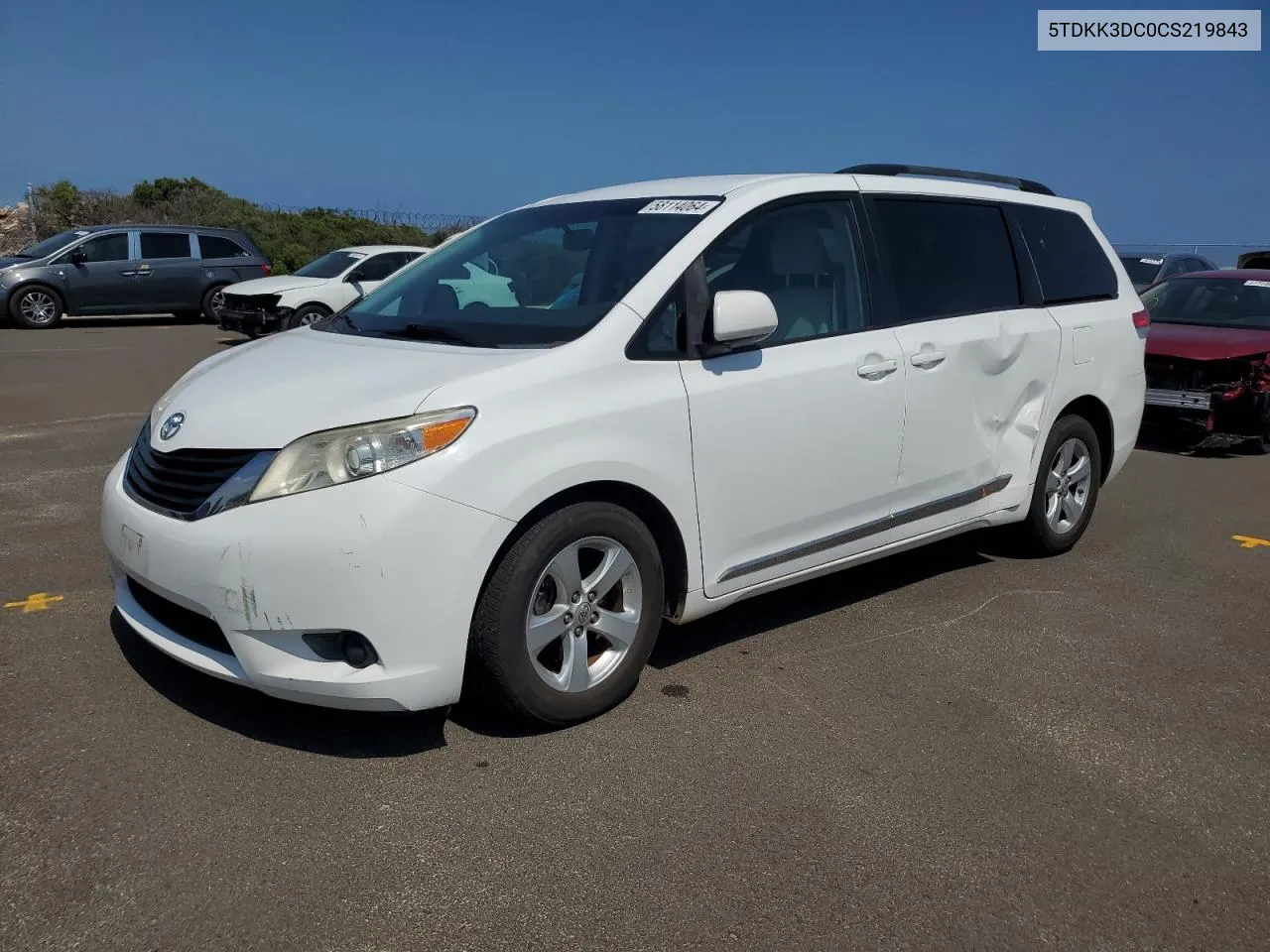 2012 Toyota Sienna Le VIN: 5TDKK3DC0CS219843 Lot: 58114064