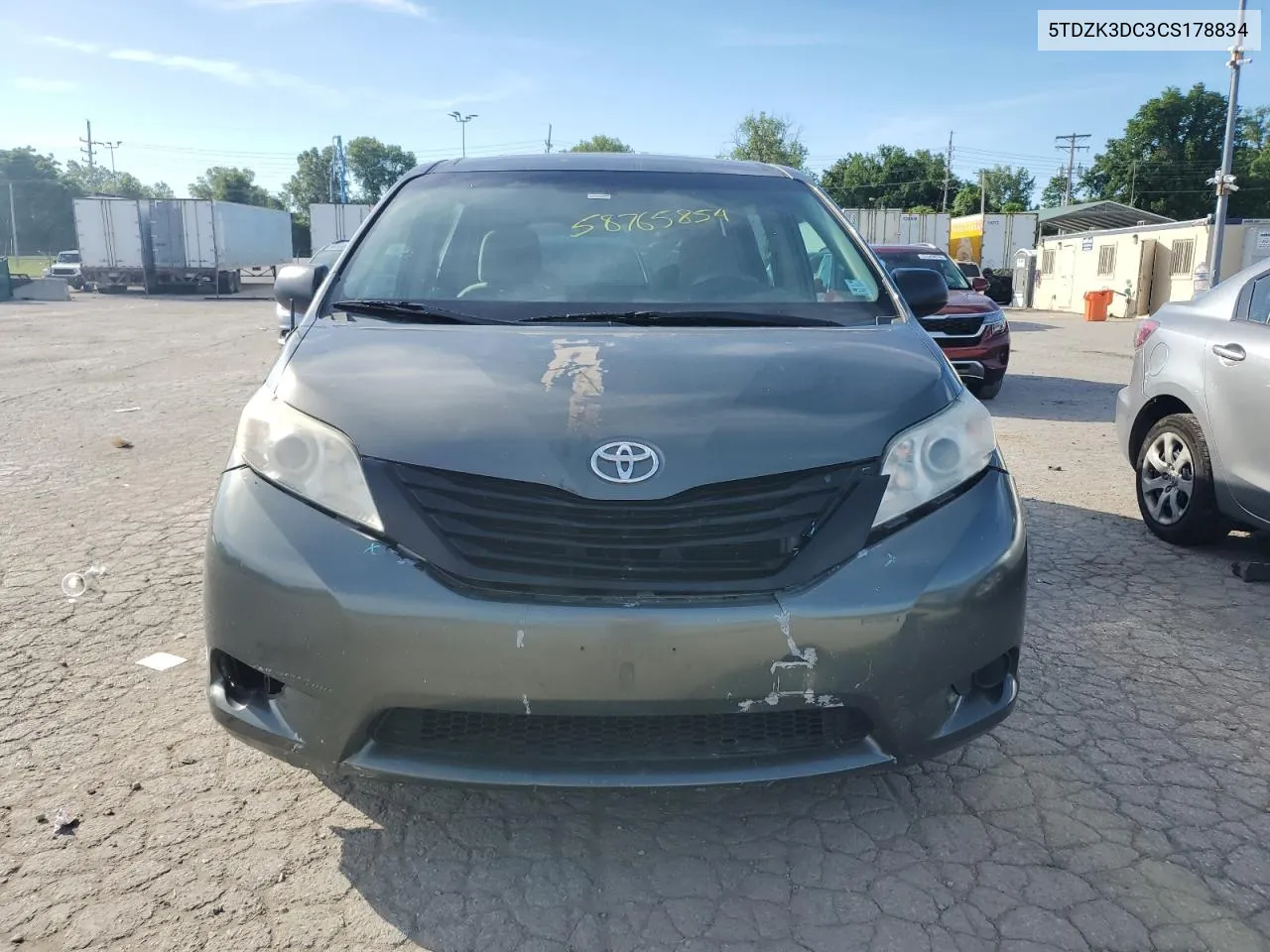 2012 Toyota Sienna VIN: 5TDZK3DC3CS178834 Lot: 58765854