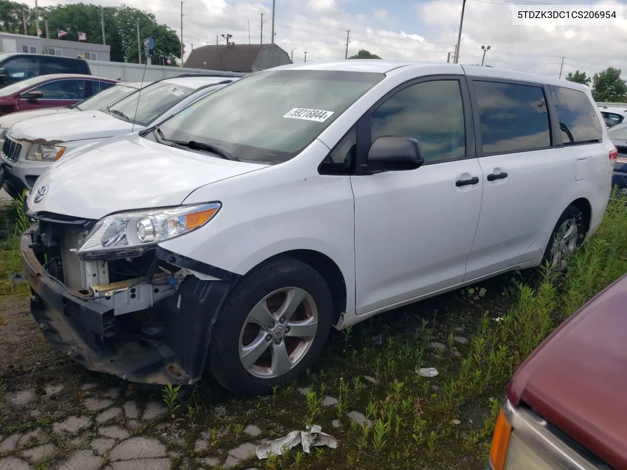 2012 Toyota Sienna VIN: 5TDZK3DC1CS206954 Lot: 59216844