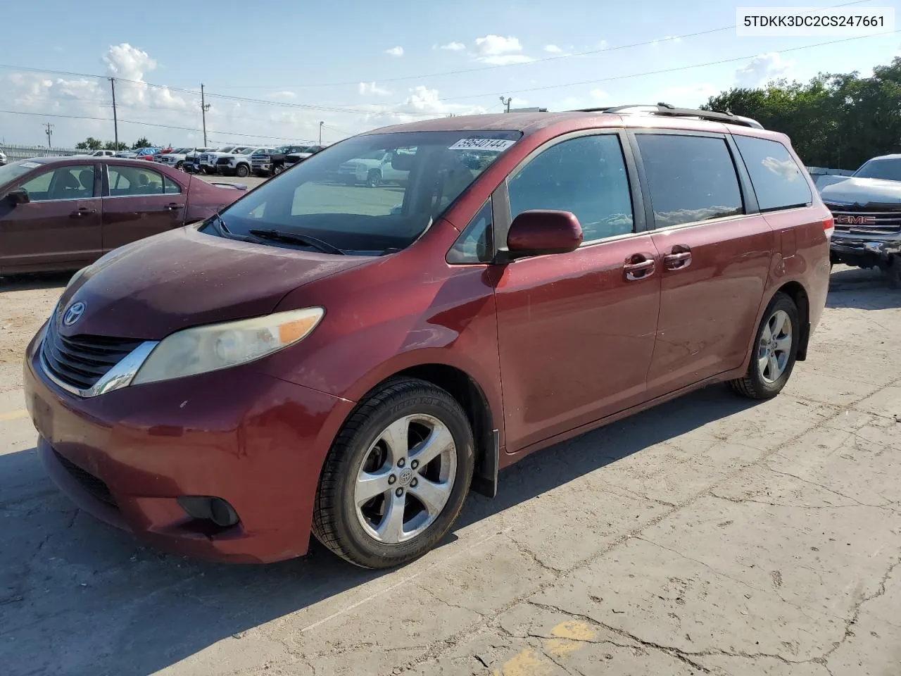 2012 Toyota Sienna Le VIN: 5TDKK3DC2CS247661 Lot: 59640144