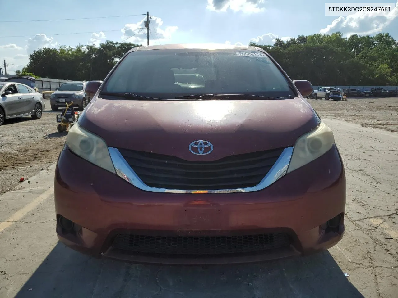 2012 Toyota Sienna Le VIN: 5TDKK3DC2CS247661 Lot: 59640144