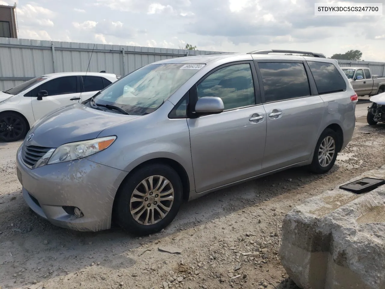 2012 Toyota Sienna Xle VIN: 5TDYK3DC5CS247700 Lot: 59664704