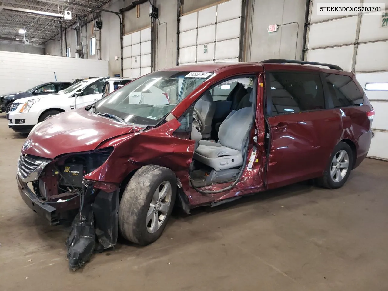 2012 Toyota Sienna Le VIN: 5TDKK3DCXCS203701 Lot: 61656794