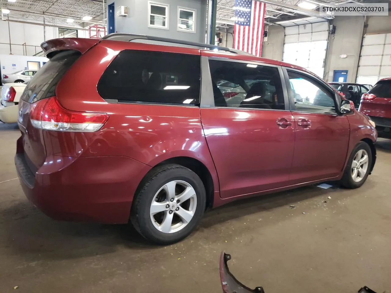 2012 Toyota Sienna Le VIN: 5TDKK3DCXCS203701 Lot: 61656794