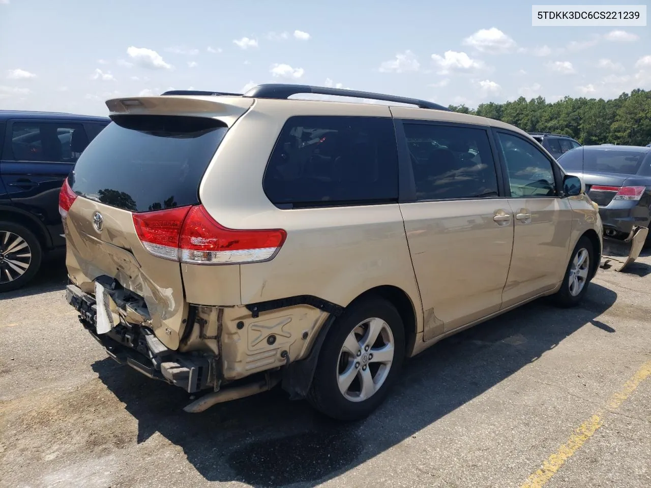 2012 Toyota Sienna Le VIN: 5TDKK3DC6CS221239 Lot: 66214974