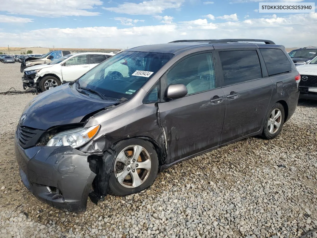 2012 Toyota Sienna Le VIN: 5TDKK3DC3CS253940 Lot: 66939434