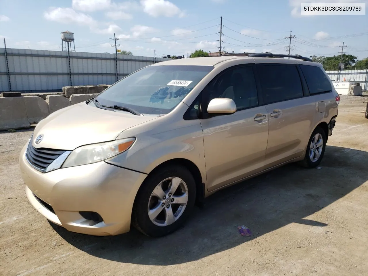 2012 Toyota Sienna Le VIN: 5TDKK3DC3CS209789 Lot: 69388494