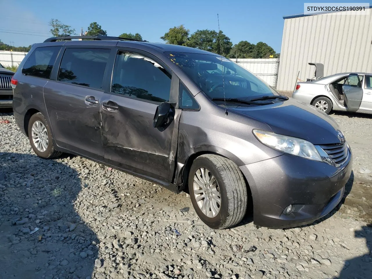 2012 Toyota Sienna Xle VIN: 5TDYK3DC6CS190391 Lot: 69564844