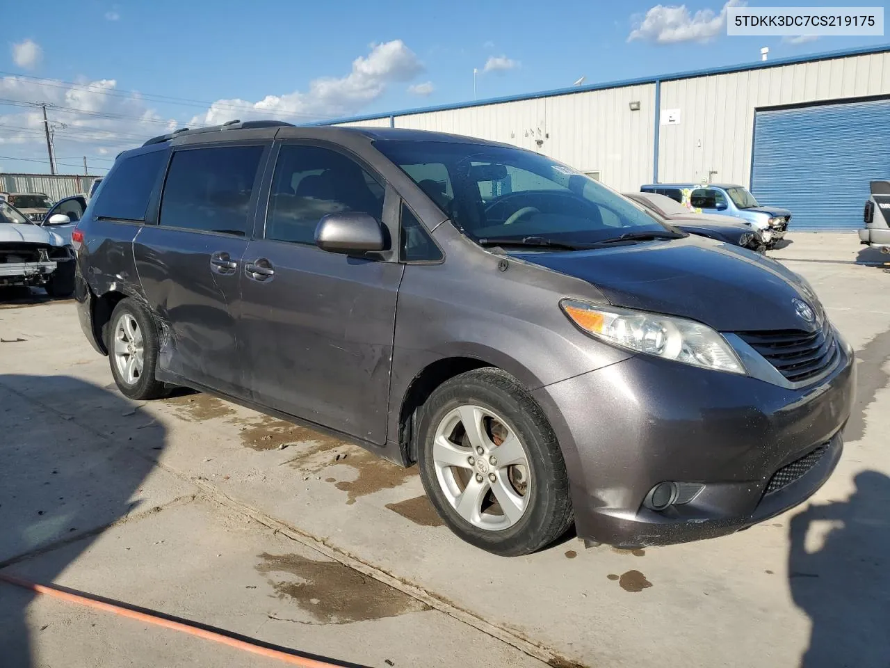 2012 Toyota Sienna Le VIN: 5TDKK3DC7CS219175 Lot: 70619274