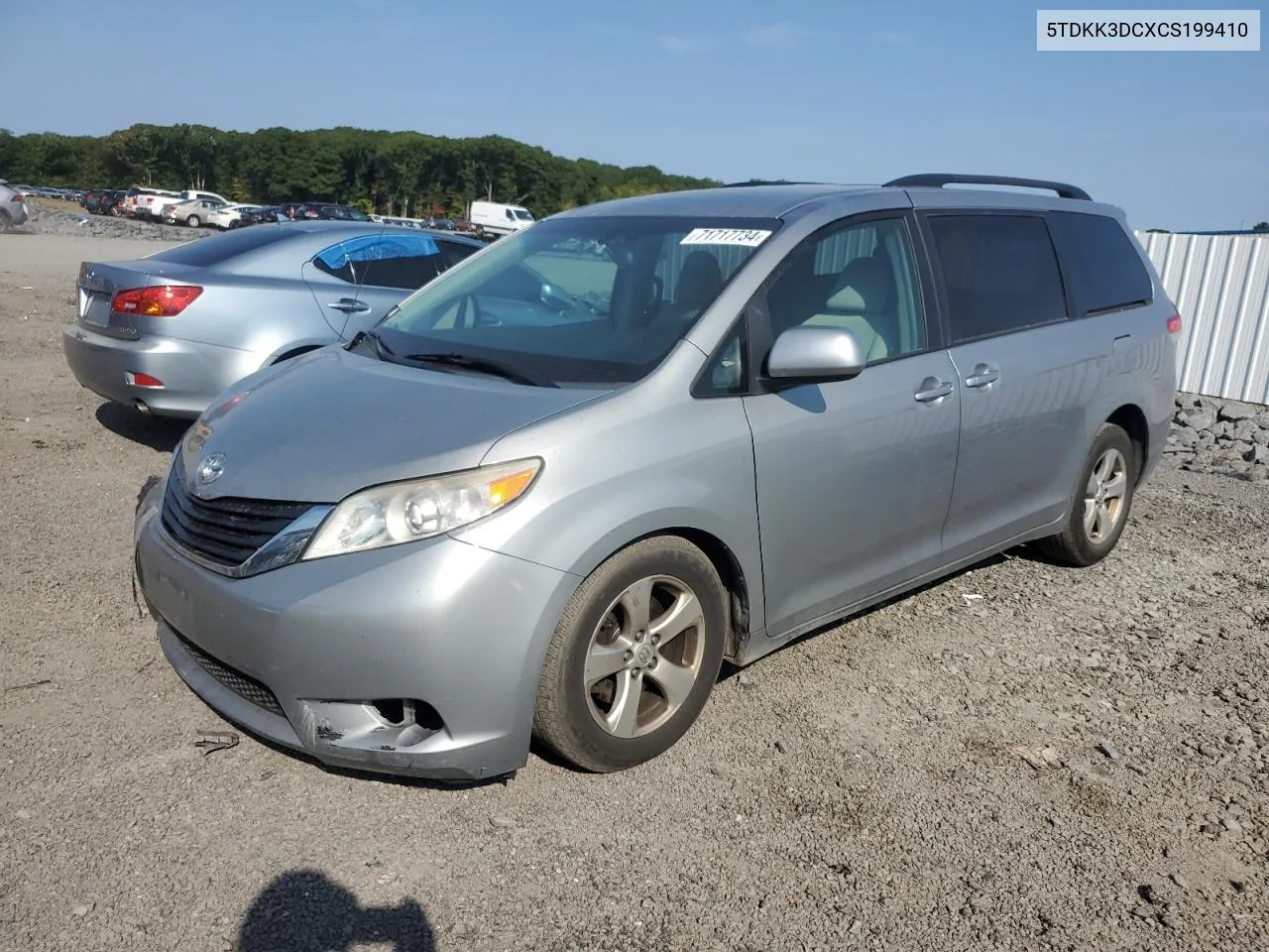 2012 Toyota Sienna Le VIN: 5TDKK3DCXCS199410 Lot: 71717734