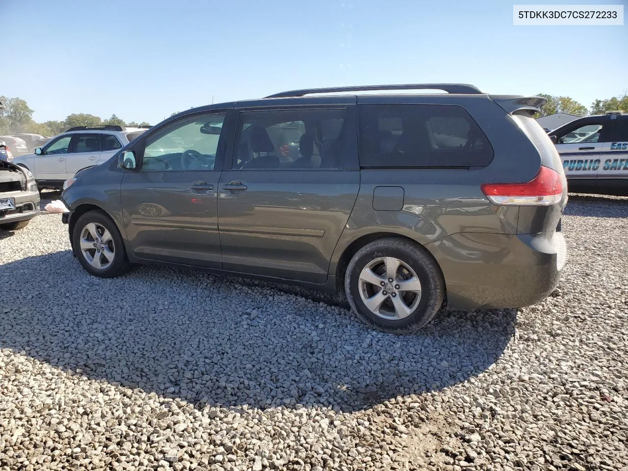 2012 Toyota Sienna Le VIN: 5TDKK3DC7CS272233 Lot: 72608494