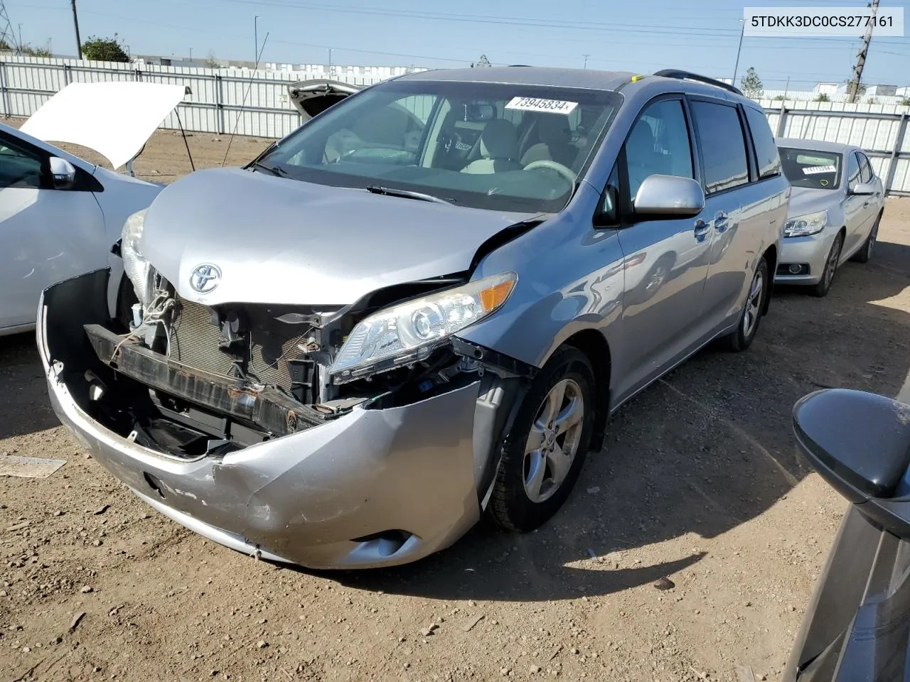 2012 Toyota Sienna Le VIN: 5TDKK3DC0CS277161 Lot: 73945834