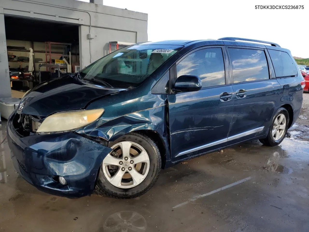 2012 Toyota Sienna Le VIN: 5TDKK3DCXCS236875 Lot: 74360824