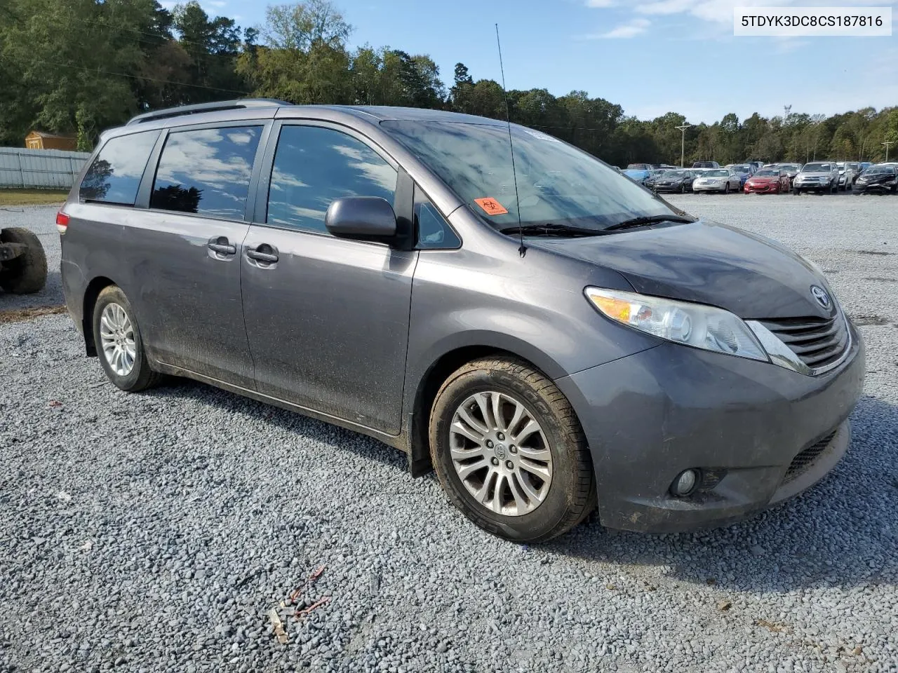 2012 Toyota Sienna Xle VIN: 5TDYK3DC8CS187816 Lot: 75478394