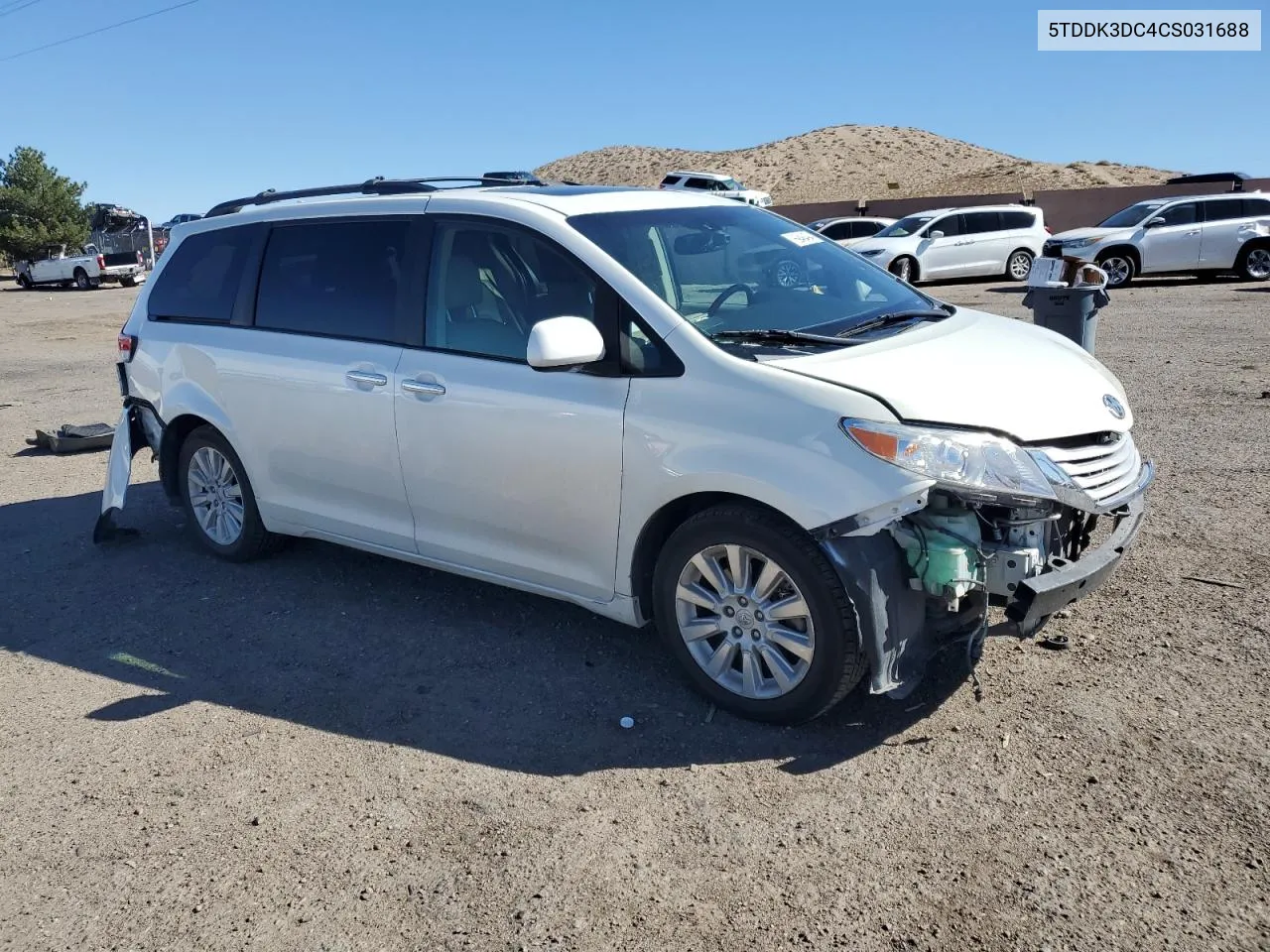 2012 Toyota Sienna Xle VIN: 5TDDK3DC4CS031688 Lot: 76948494