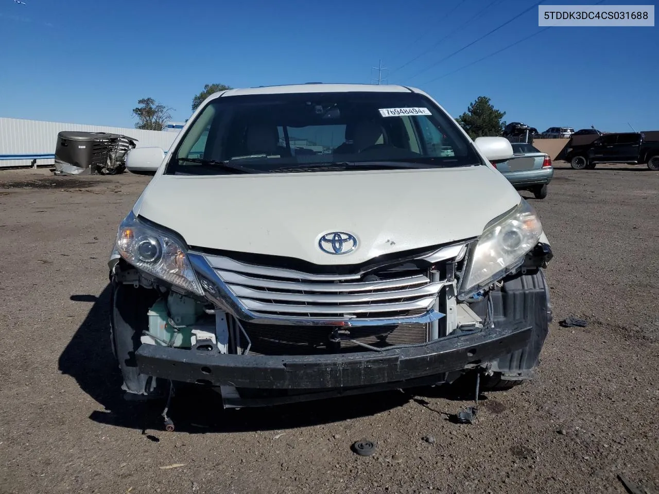 2012 Toyota Sienna Xle VIN: 5TDDK3DC4CS031688 Lot: 76948494