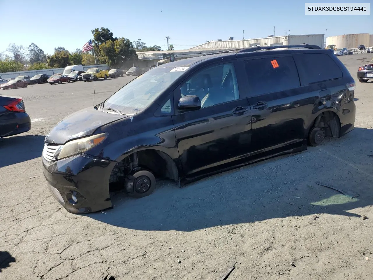 2012 Toyota Sienna Sport VIN: 5TDXK3DC8CS194440 Lot: 77027194