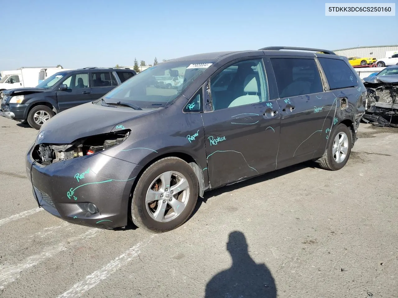 2012 Toyota Sienna Le VIN: 5TDKK3DC6CS250160 Lot: 77903004