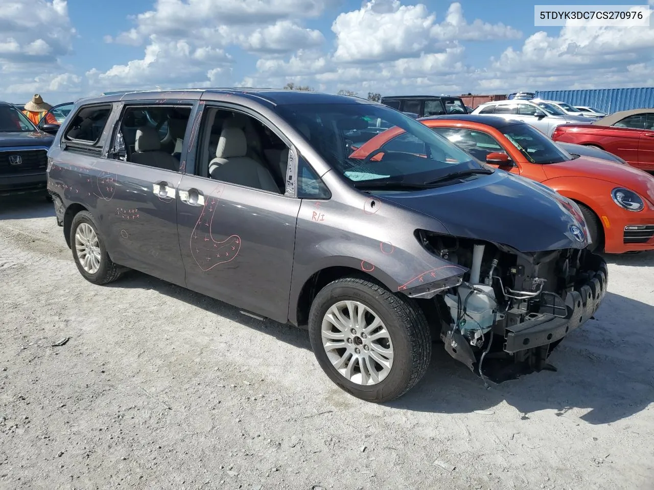 2012 Toyota Sienna Xle VIN: 5TDYK3DC7CS270976 Lot: 78170134