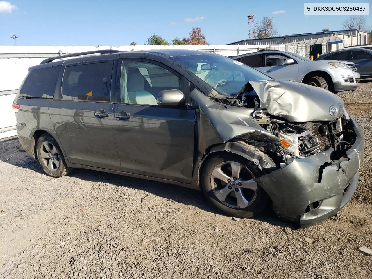 2012 Toyota Sienna Le VIN: 5TDKK3DC5CS250487 Lot: 78686884