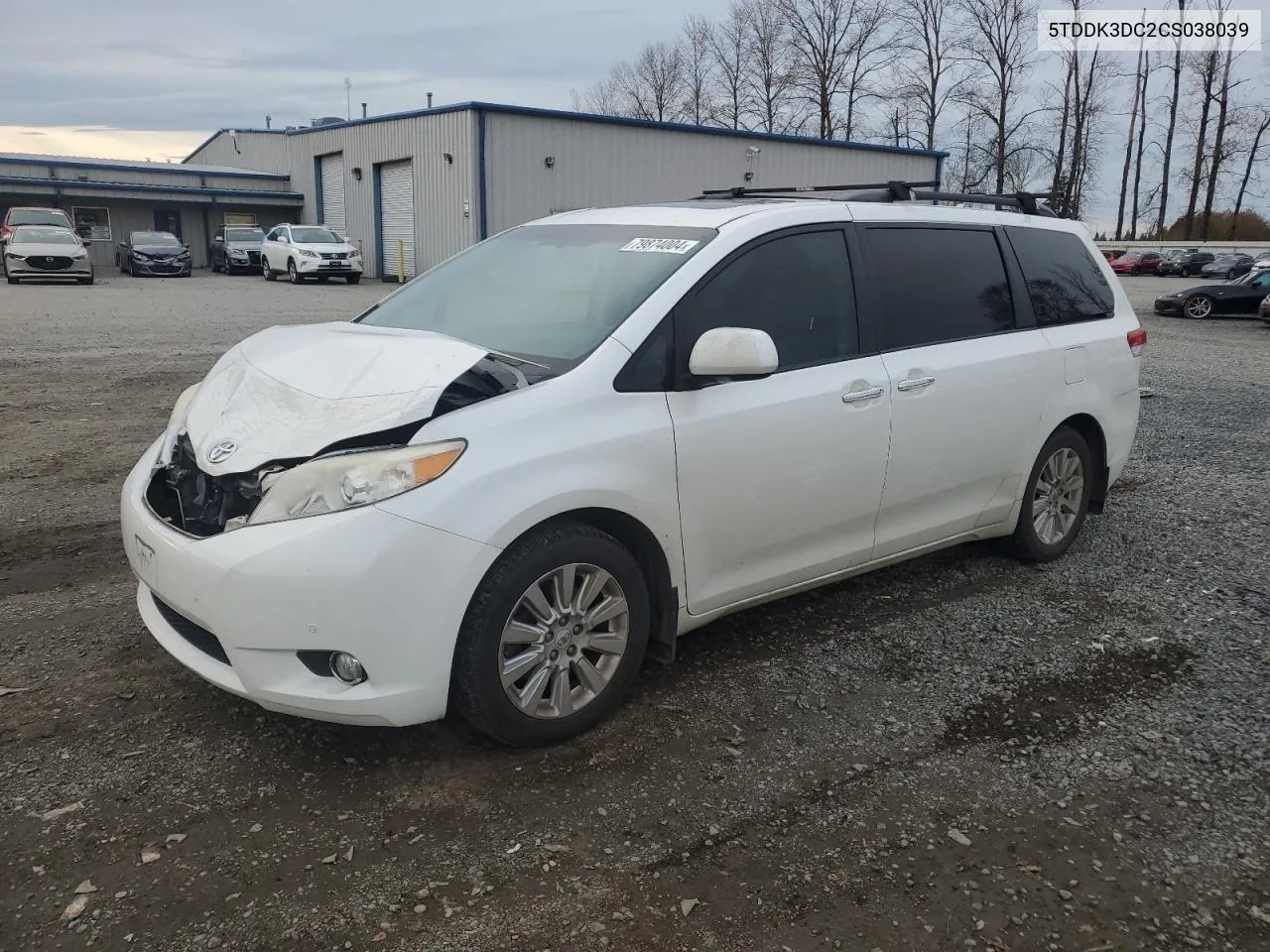 2012 Toyota Sienna Xle VIN: 5TDDK3DC2CS038039 Lot: 79874004