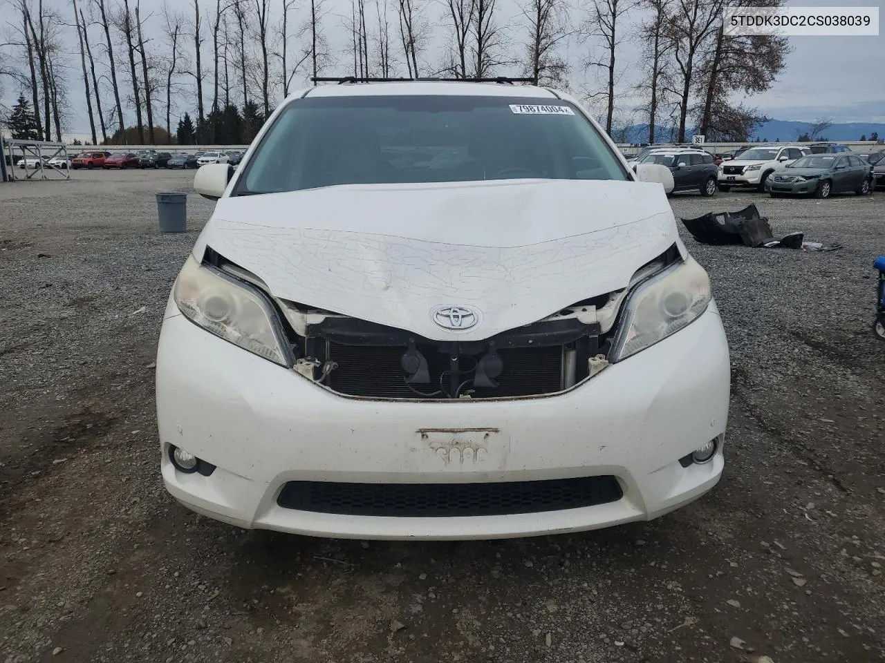 2012 Toyota Sienna Xle VIN: 5TDDK3DC2CS038039 Lot: 79874004